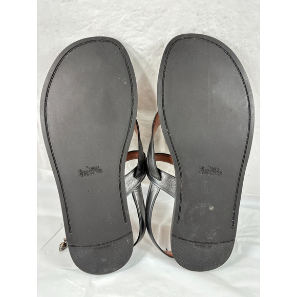 Coach Hudson Leather Sandals Women's Size 5.5 GREY Metallic - Picture 7 of 15